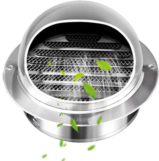 Ventilatierooster - 150mm - met insecten gaas - Rvs gepolijst