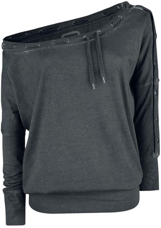 R.E.D. Rock-Engineered Design Grijs los shirt met lange mouwen - Dames - M