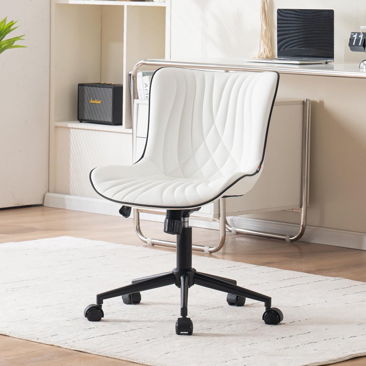 Ergonomische bureaustoel in hoogte verstelbaar - 360° draaistoel met wielen - PU-leer zitcomfort - moderne design voor kantoor en thuis