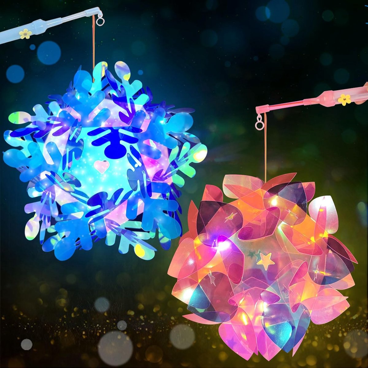 Kinderlampionnen 2 Stuks Knutselset – Lampionstokjes voor Kids – Lampionnen Maken – DIY Kinderfeest Lampion Kit