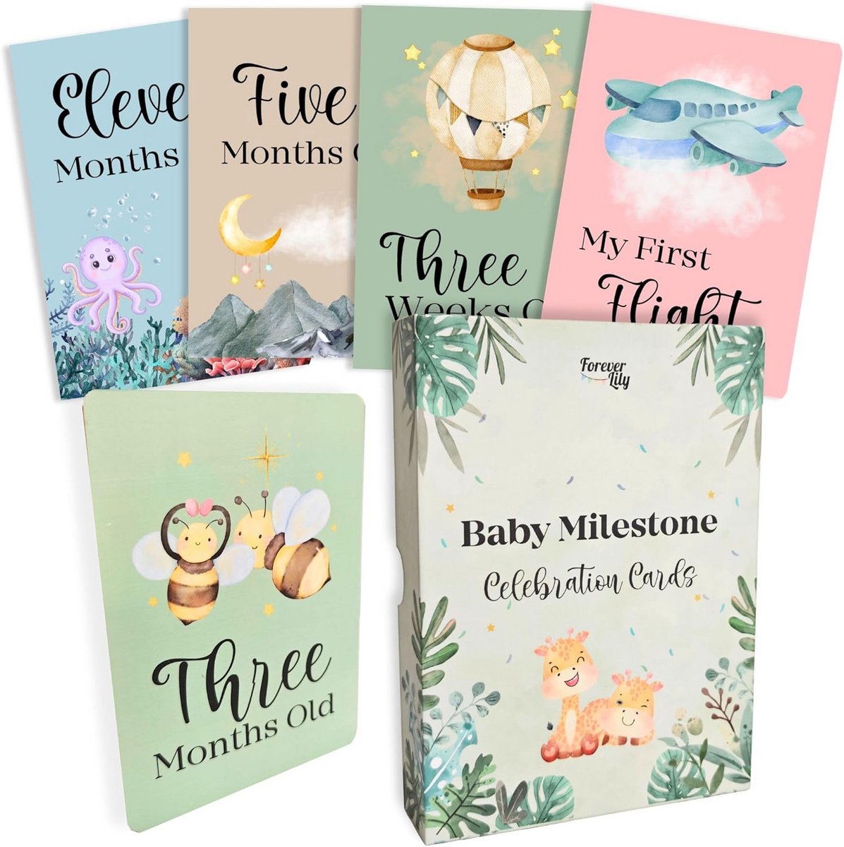 40 Mijlpaalkaarten voor Baby's - Geschenkdoos met Milestone Cards voor het Eerste Jaar
