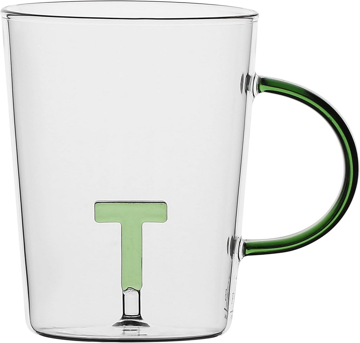 Letter T Mok van Borosilicaatglas - 400 ml - Allalettera Collectie