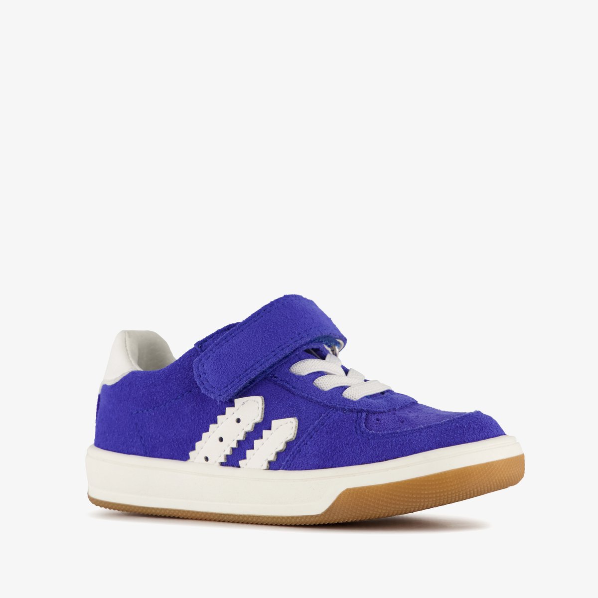 Stap suède jongens sneakers blauw wit - Maat 22 - Echt leer