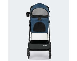 InnoPet Hondenbuggy 2 in 1 Compact - Te gebruiken als hondenbuggy en in de auto - Voor kleine honden tot 15 kg - Afneembare bak - Compact op te bergen - Blauw