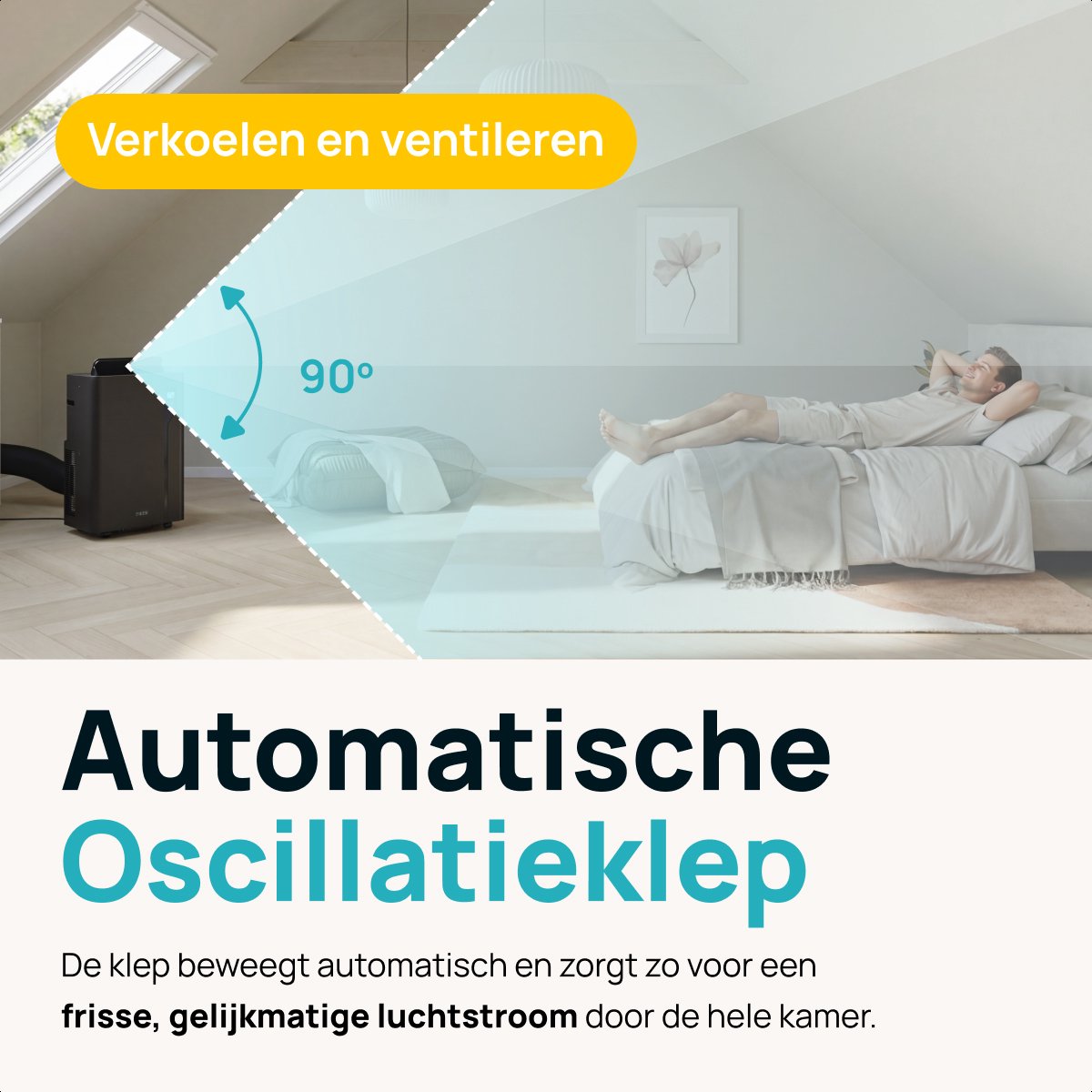 MOA Mobiele Airco - 12.000 BTU - 3-in-1 - Met Afstandbediening - Tot 35m² - Airconditioner met Ontvochtigingsfunctie - Raamafdichtingskit - Zwart thumbnail 8