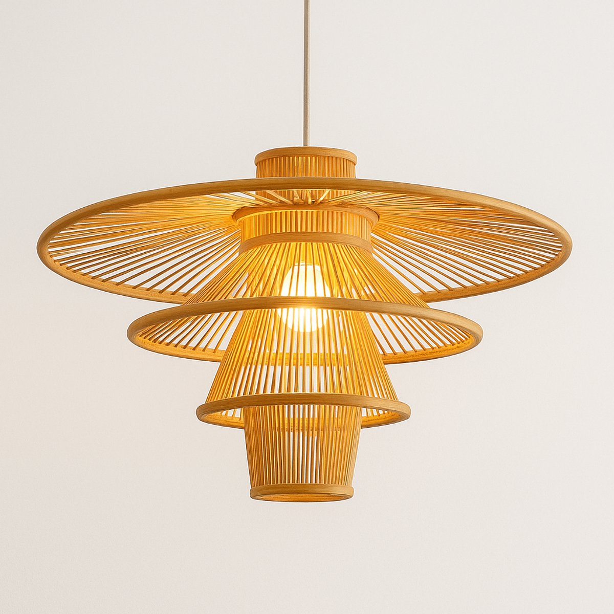 Fine Asianliving Bamboe Hanglamp Naturel Handgemaakt - Mavis D60xH40cm