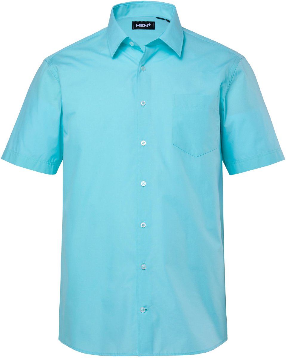 Men Plus - Heren - Zakelijk overhemd korte mouwen EasyCare kentkraag comfort fit - Lichtturquoise - Maat L