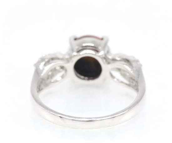 Cavill Bague Argentée Acajou Obsidienne 1,4 ct avec Topaze Blanche 925 Argent Sterling Élégante Pierres Précieuses Naturelles Cabochon Bague