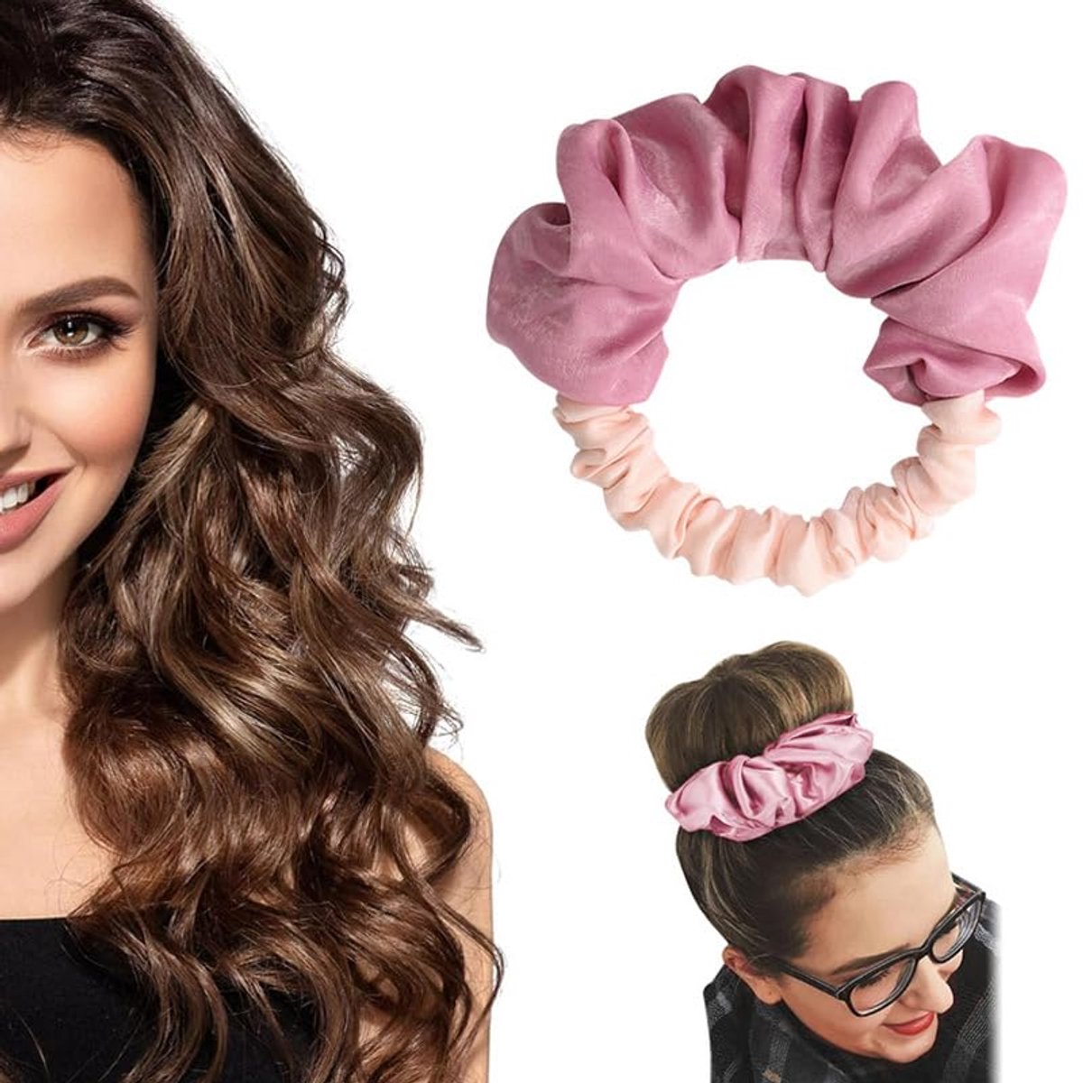 Krulbandjes Zonder Verwarming - Slaapkruller Voor Overnachting - Speciaal Voor Lang Haar - roze