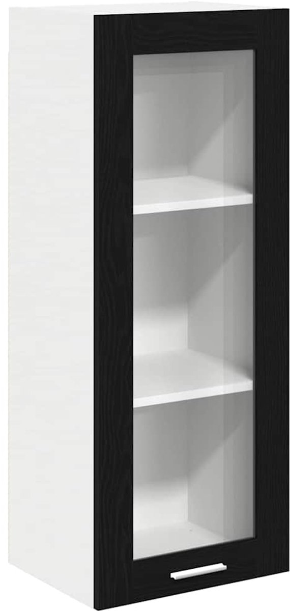 vidaXL Hangkast - met - glazen - deur - Zwart - eiken - 40 - x - 31 - x - 100 - cm Zwart eiken
