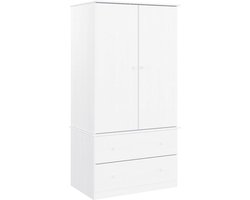 vidaXL - Kledingkast - ALTA - 90x55x170 - cm - massief - grenenhout - wit