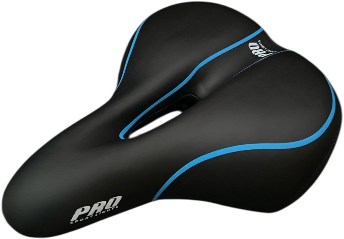 Fietszadel Heren Dames Selle City Comfort Foam 265x190mm Zwart Blauw Pro Sport Lights