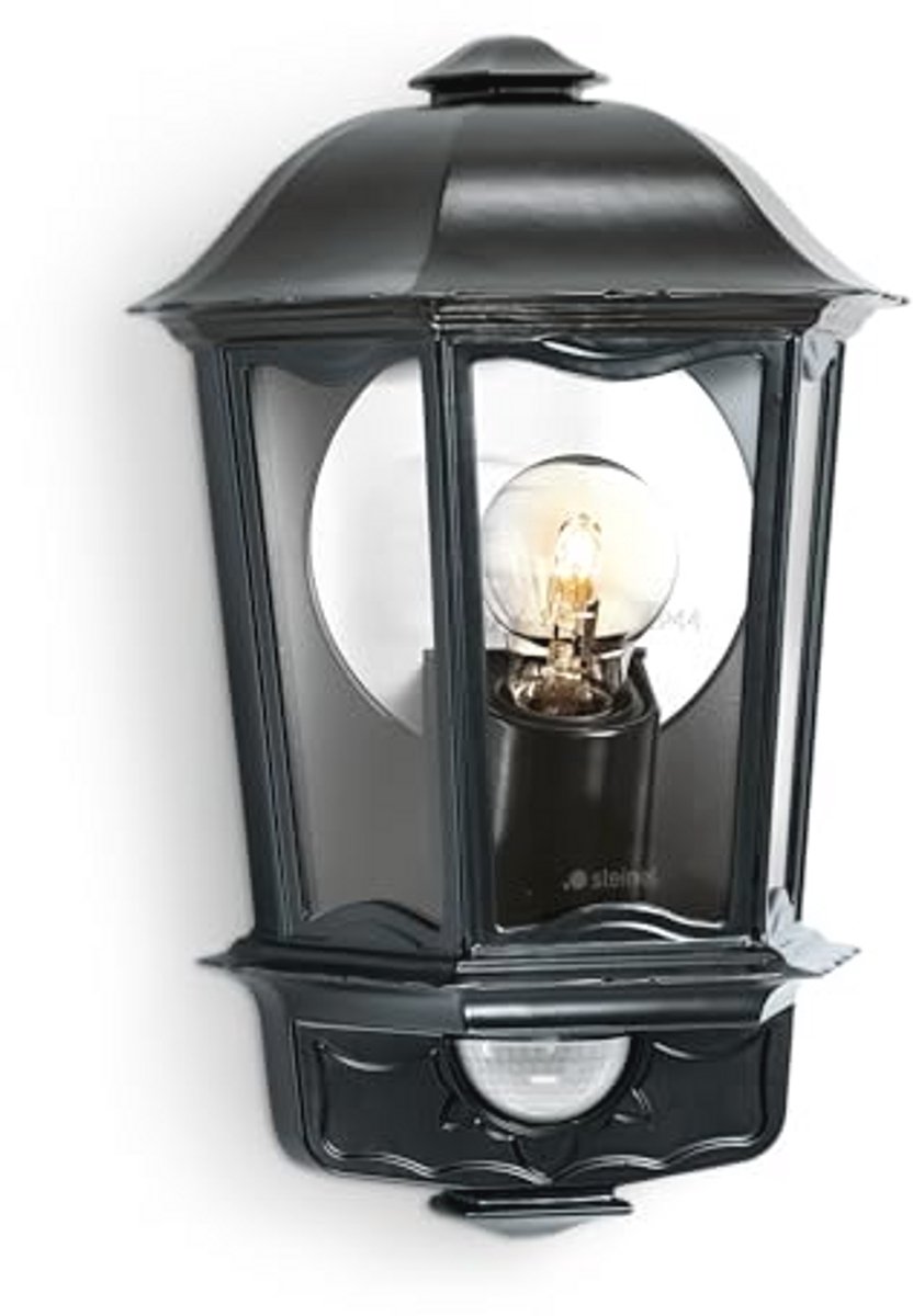 Buitensensorlamp met IR sensor en E27 fitting - maximale 100W, IP44, zwarte buitenlamp
