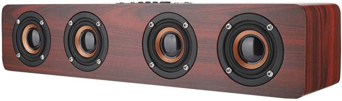 Houten Bluetooth Soundbar 12W HiFi met AUX en FM - Houten - €146,28