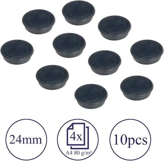 FRANKEN Magneten rond, 10 stuks, hoogwaardige zelfklevende magneten voor kantoor, huishouden, werkplaats, ideaal voor whiteboards, koelkast, planborden of showkasten, 38 mm, blauw, HM38 03