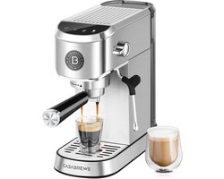 Professionele Espressomachine met 20 Bar en Melkopschuimer - Compact Roestvrijstalen Cappuccino Machine