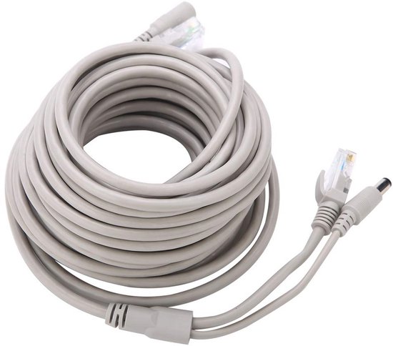RJ45 + DC Etherneet CCTV-kabel voor IP-camera's en NVR-systemen - 15 m ...