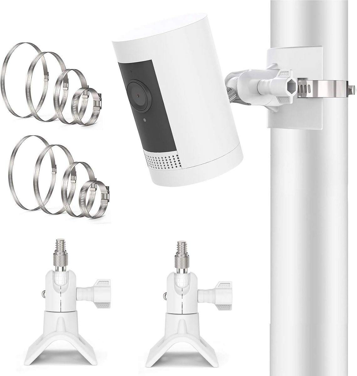 Camerahouder en montagebeugels voor buitencamera's - 2 stuks - wit