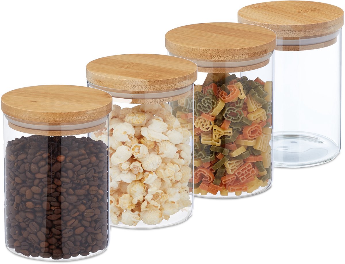 Voorraadglas - 8 stuks - 750 ml - transparant - natuur