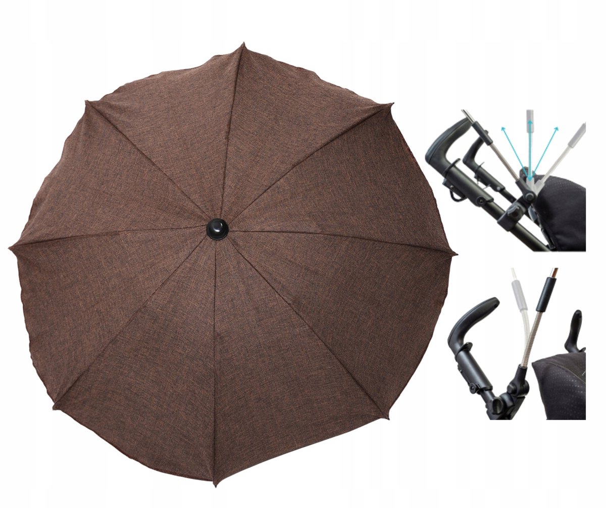 Merkloze Kinderwagenparasol Bruin Linnen UV50+ 75cm