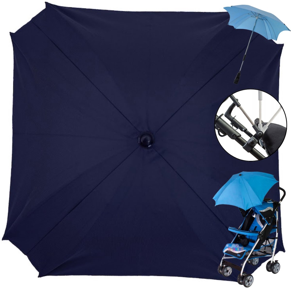 Universele Kinderwagen Parasol met UV Bescherming - Vierkant