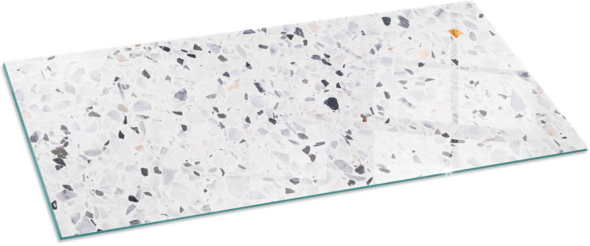 Tulup Kachel Vloerplaat - Steenpatroon met deeltjes Plaat Voor Onder Houtkachel - 125 cm x 50 cm - Wit Vloerplaat Openhaard - Rechthoek Kachel Vloerplaat - Vloerplaat Voor Houtkachel - Onderplaat Kachel - Vloerplaat Voor Kachel