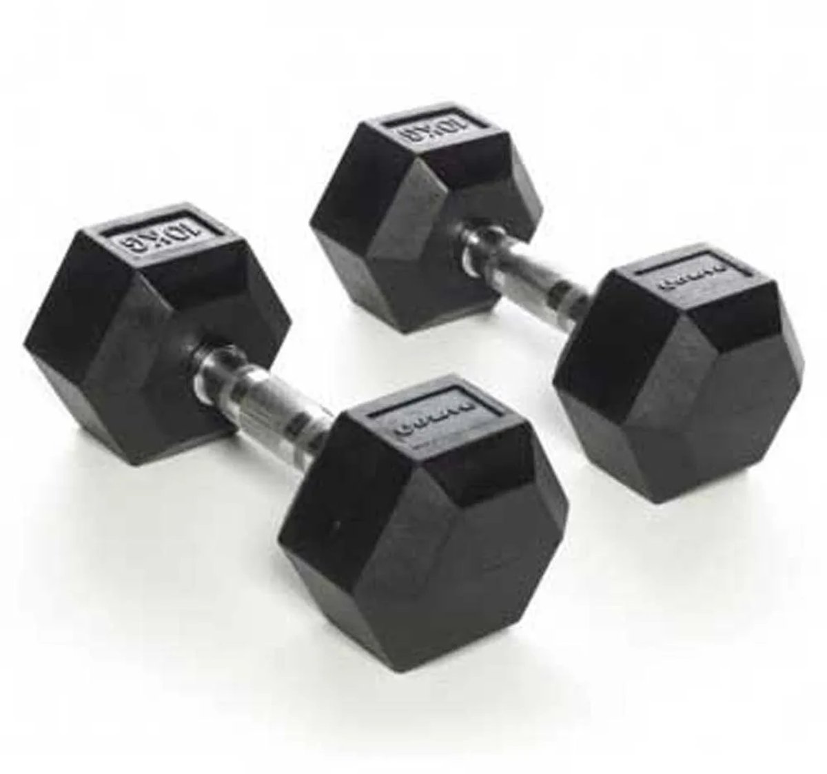 Olive Rubber Hex 10kg Dumbbell 2 Eenheden Zwart,Zilver 10 kg