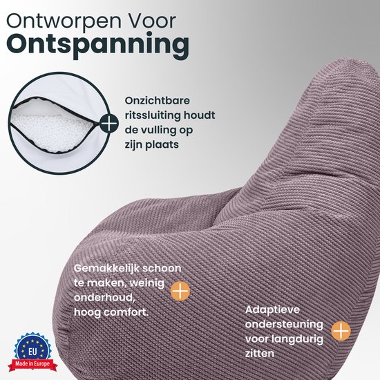Volwassen Highback Zitzak Stoel Corduroy Stof Indoor Woonkamer Gaming Zitzak Ligstoel met Ergonomisch Ontwerp