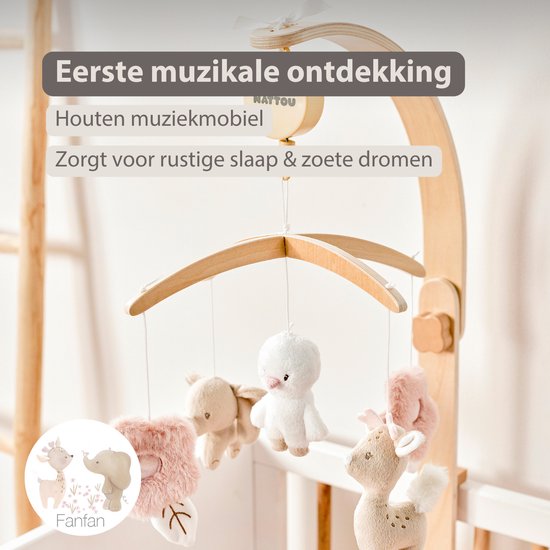 Nattou FanFan Muziekmobiel Baby - Houten Boxmobiel - Baby Cadeau van Nattou — afbeelding 4