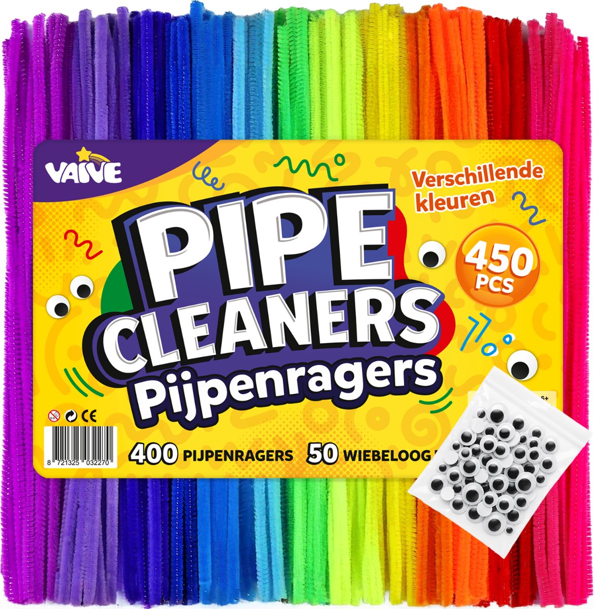 Vaive Pijpenragers & Wiebeloogjes 450-delig - Knutselset - Knutselen Meisjes & Jongens - Knutselkoffer - Knutselspullen Kinderen - Knutselpakketten