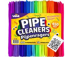 Vaive Pijpenragers & Wiebeloogjes 450-delig - Chenilledraad - Knutselset - Knutselen Meisjes & Jongens - Knutselkoffer - Knutselspullen Kinderen - Knutselpakketten