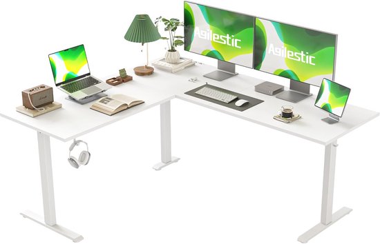 Verstelbaar L-vormig bureau 160 x 140 cm - Ergonomisch hoekbureau