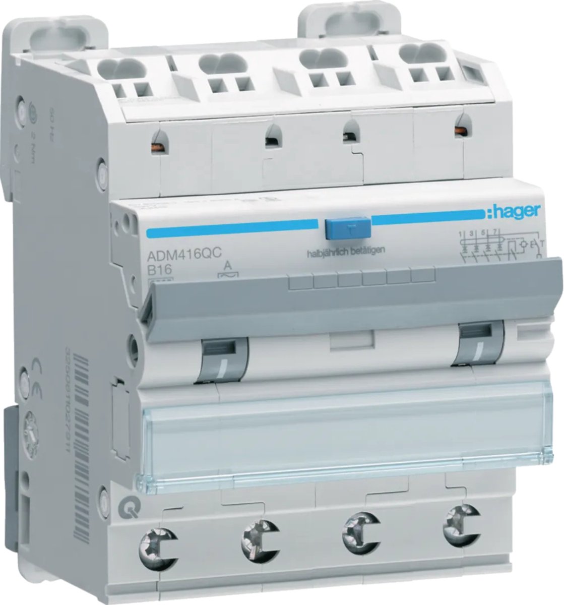 Hager ADM416QC, Ministroomonderbreker, IP2X