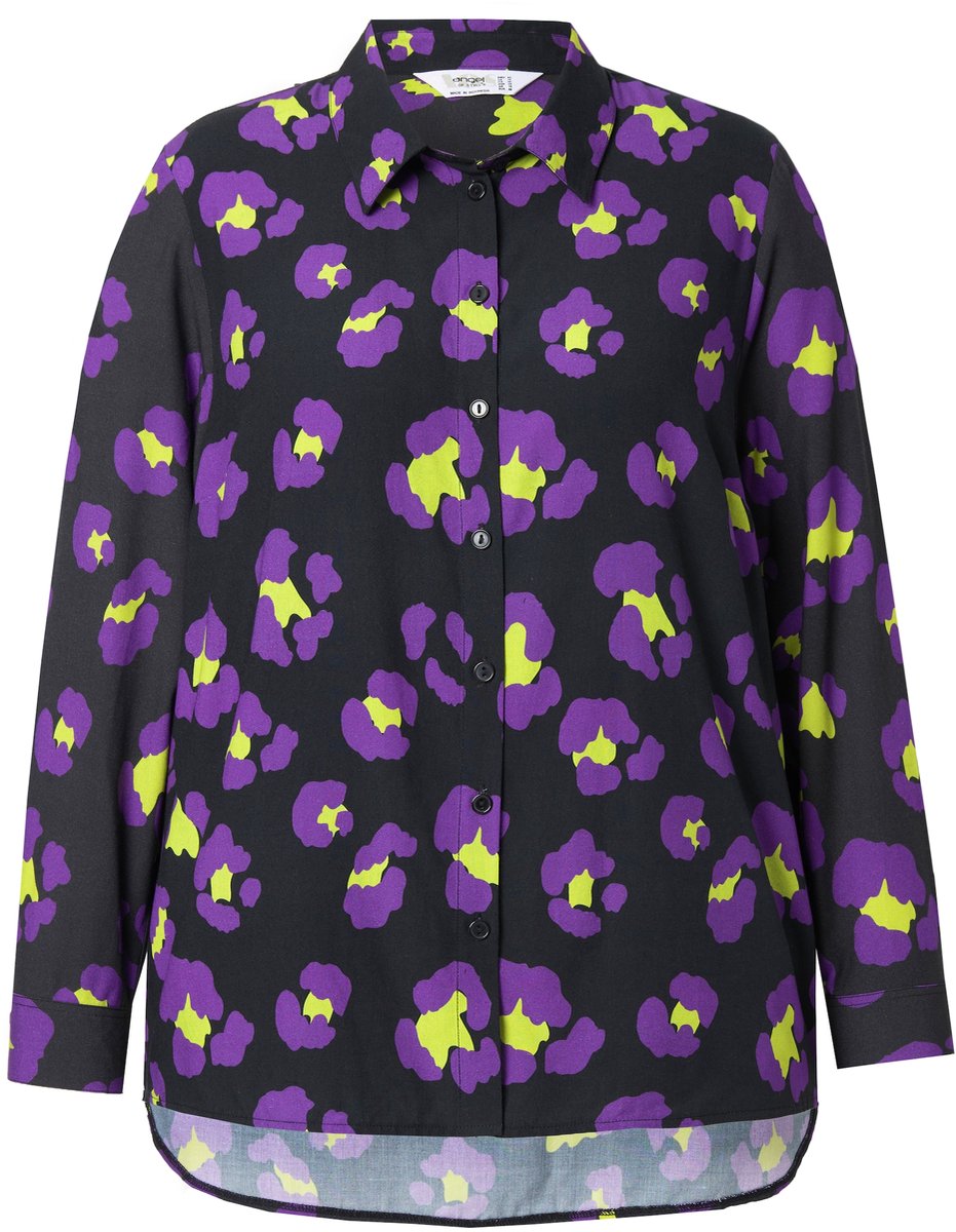 Angel of Style - Dames - Blouse A-lijn gekleurd luipaardpatroon lange mouwen - Zwart - Maat 54