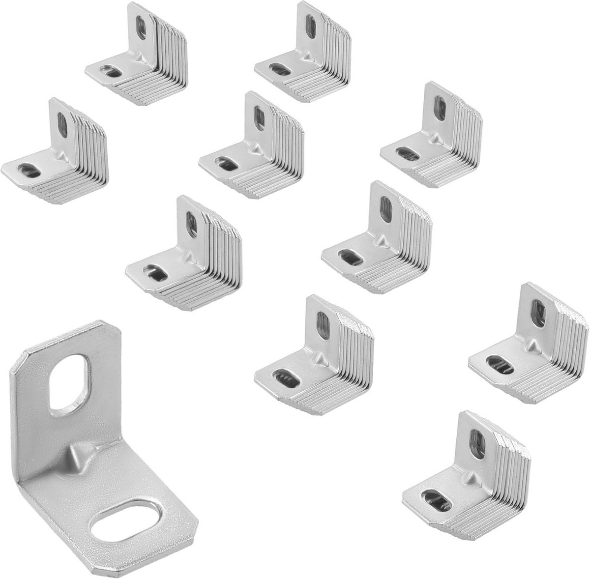 Set van 100 verstelhoeken 25x25x18 mm - Hoekverbinders voor Houtbewerking - Langgat Eurohoek Montagebeugels