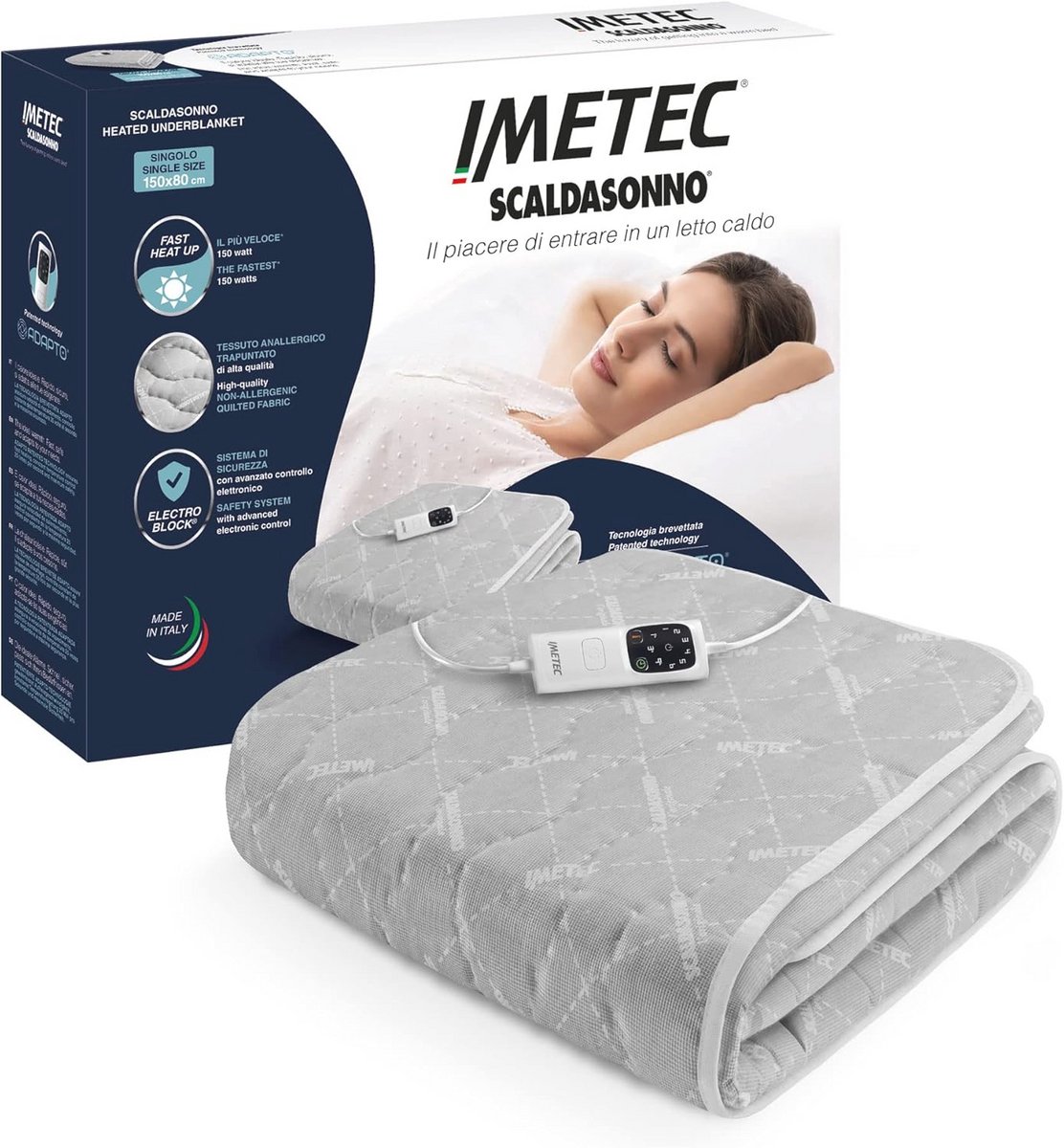 Bedwarmer voor eenpersoonsbed met snelle opwarming en personaliseerbare temperatuur