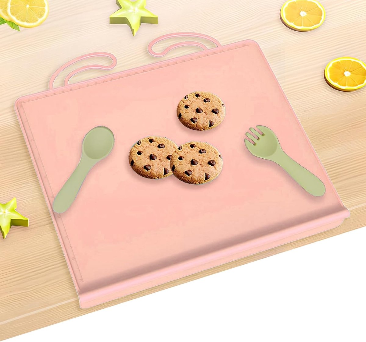 Non-Slip Heat Insulating Silicone Baby Placemats - 26.5 x 30.5 cm - Portable Placemats voor Keuken en Eetkamer - Vaatwasserbestendig - Roze