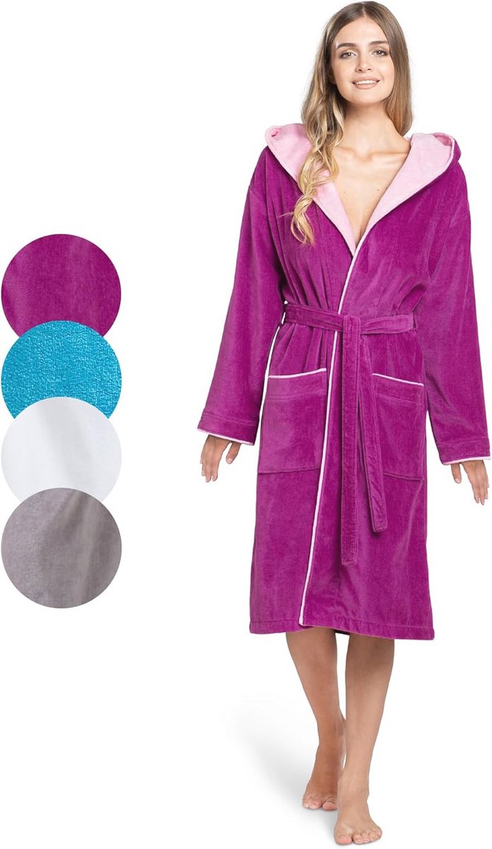 Badjas dames katoenfluweel - extra zachte Oeko-Tex badjas voor ultiem comfort