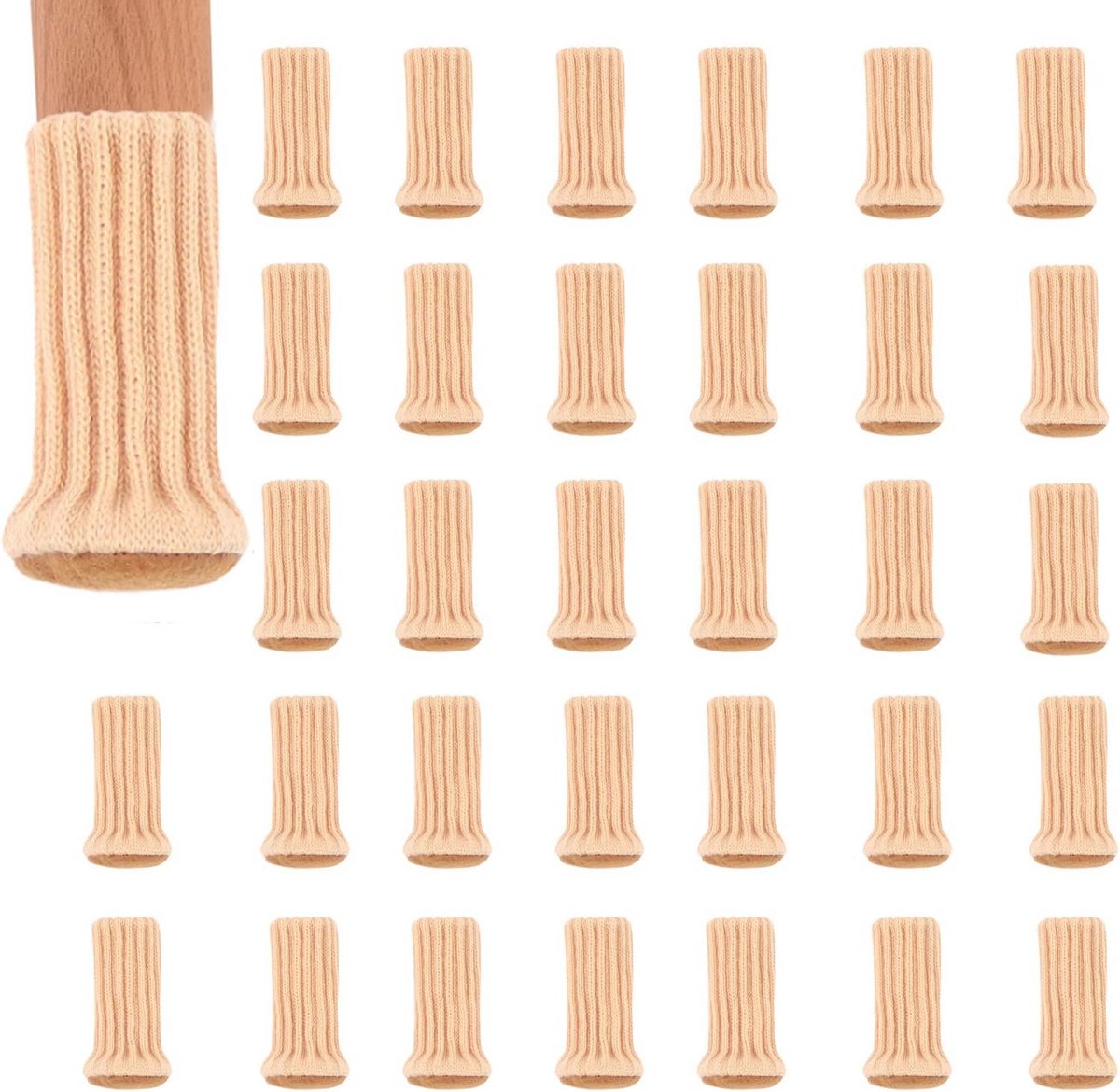 32 Delen Meubel Sokken voor Stoelen en Tafels - Antislip, Geluiddempende Vilt Sokjes voor Ronde Meubels, Vloerbescherming
