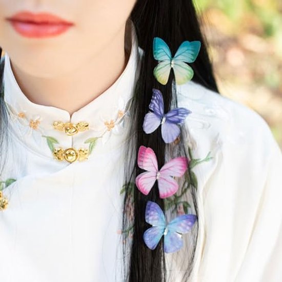 Butterfly Hair Clips 12 Pieces Women Girls Kids Hair Clips Set 3D Butterfly Hairpin Headdress for Bride Wedding Accessory — afbeelding 4