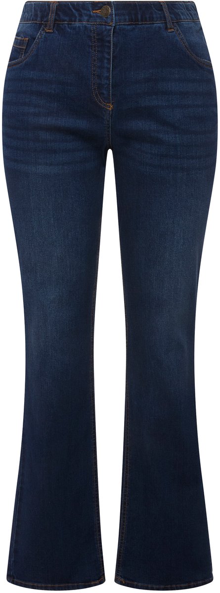 Ulla Popken - Dames - Jeans Marie bootcut comfortabele tailleband 5-pocketmodel - Blauw denim - Maat 23