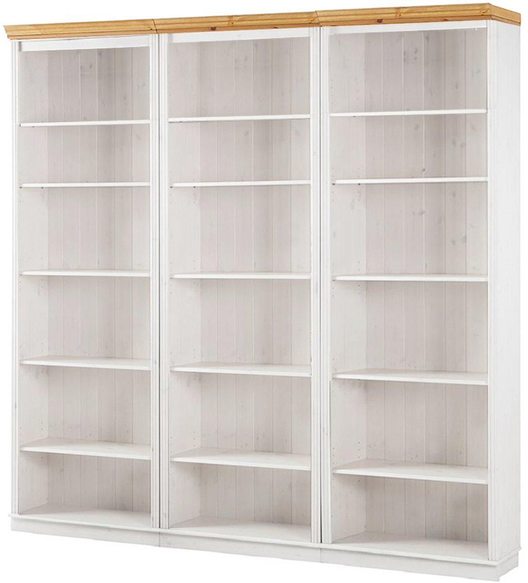 Notio Living Anita- Boekenkast in klassiek landhuisdesign van grenenhoutK WH Wit