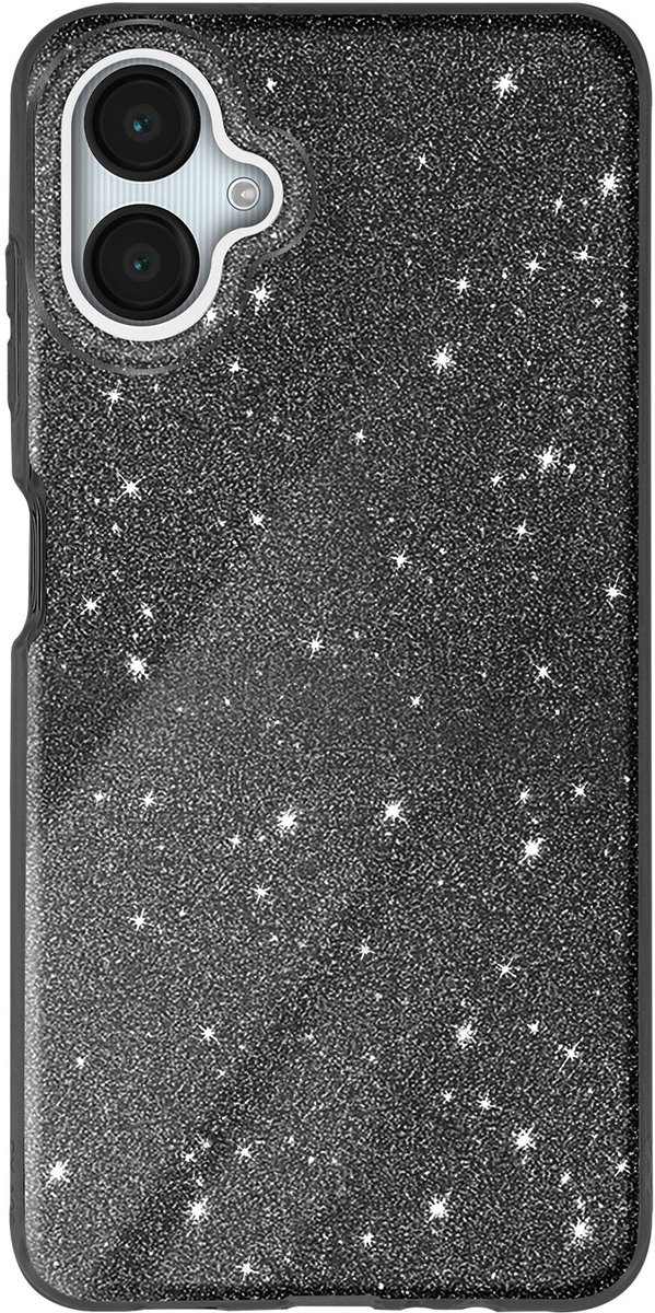 Avizar Glitter Hoesje Geschikt voor Samsung Galaxy A06 Schokbestendig Sparkling, Zwart
