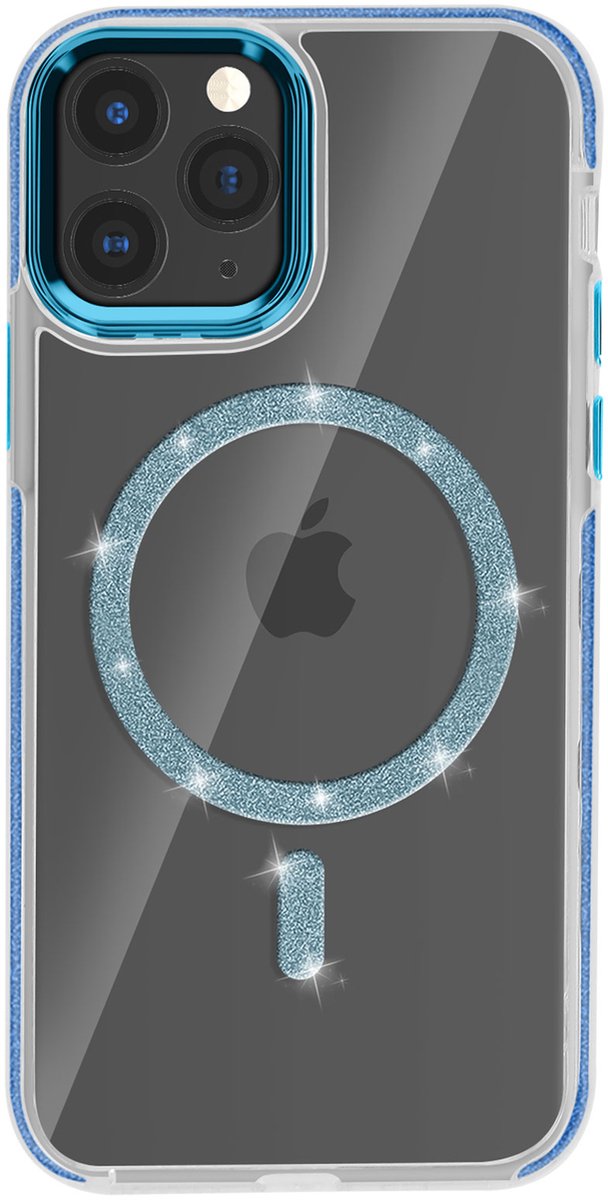 Avizar MagSafe hoesje Geschikt voor Apple iPhone 11 Pro Max siliconen glitter, Blauw