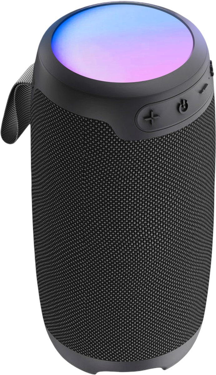 Akashi, Draagbare 10W Bluetooth-luidspreker 10 uur autonomie en veelkleurige LED, Zwart