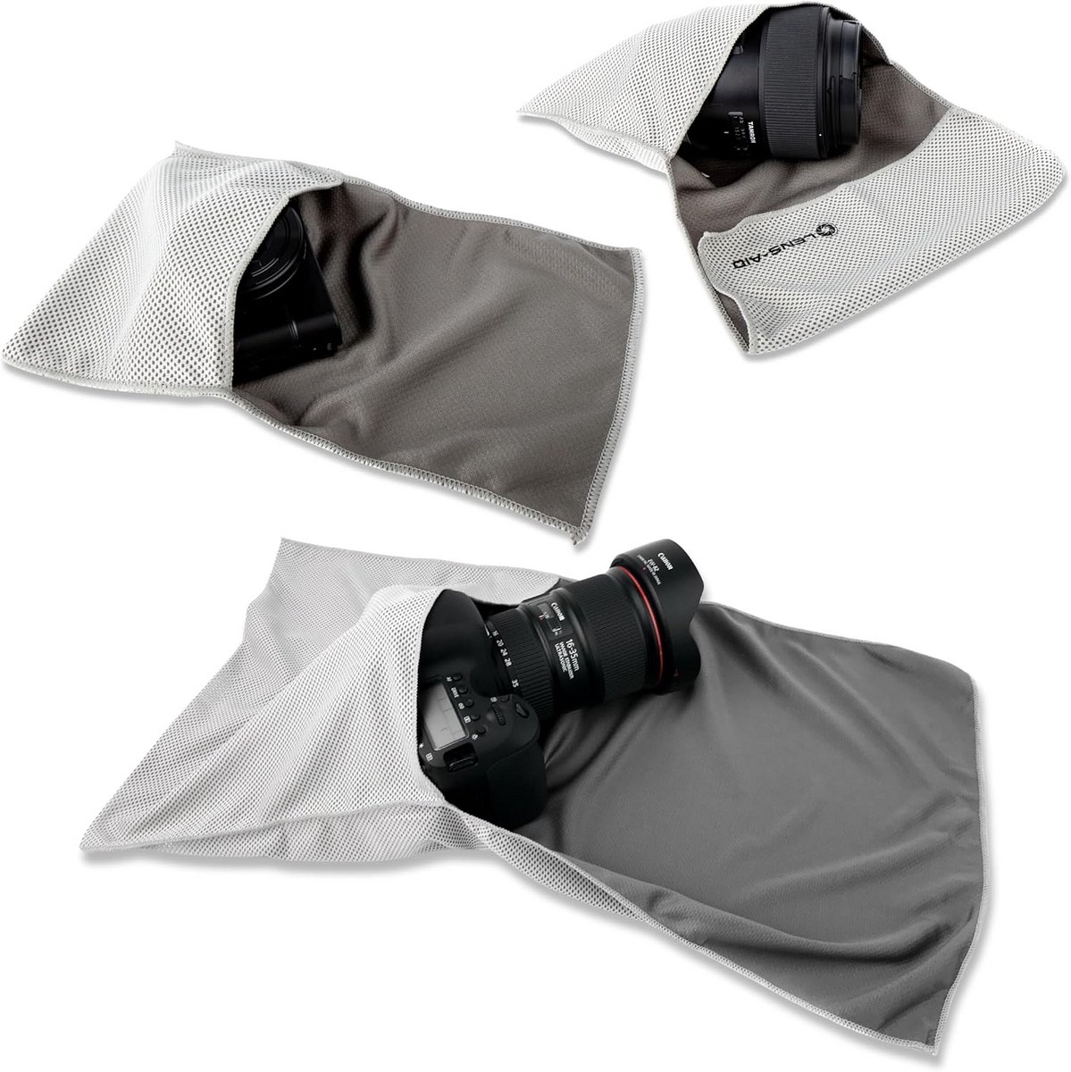 3-delige beschermdoek set voor camera’s en lenzen – microvezel wipes in S, M & L – wasbaar en perfect voor reizen en outdoor