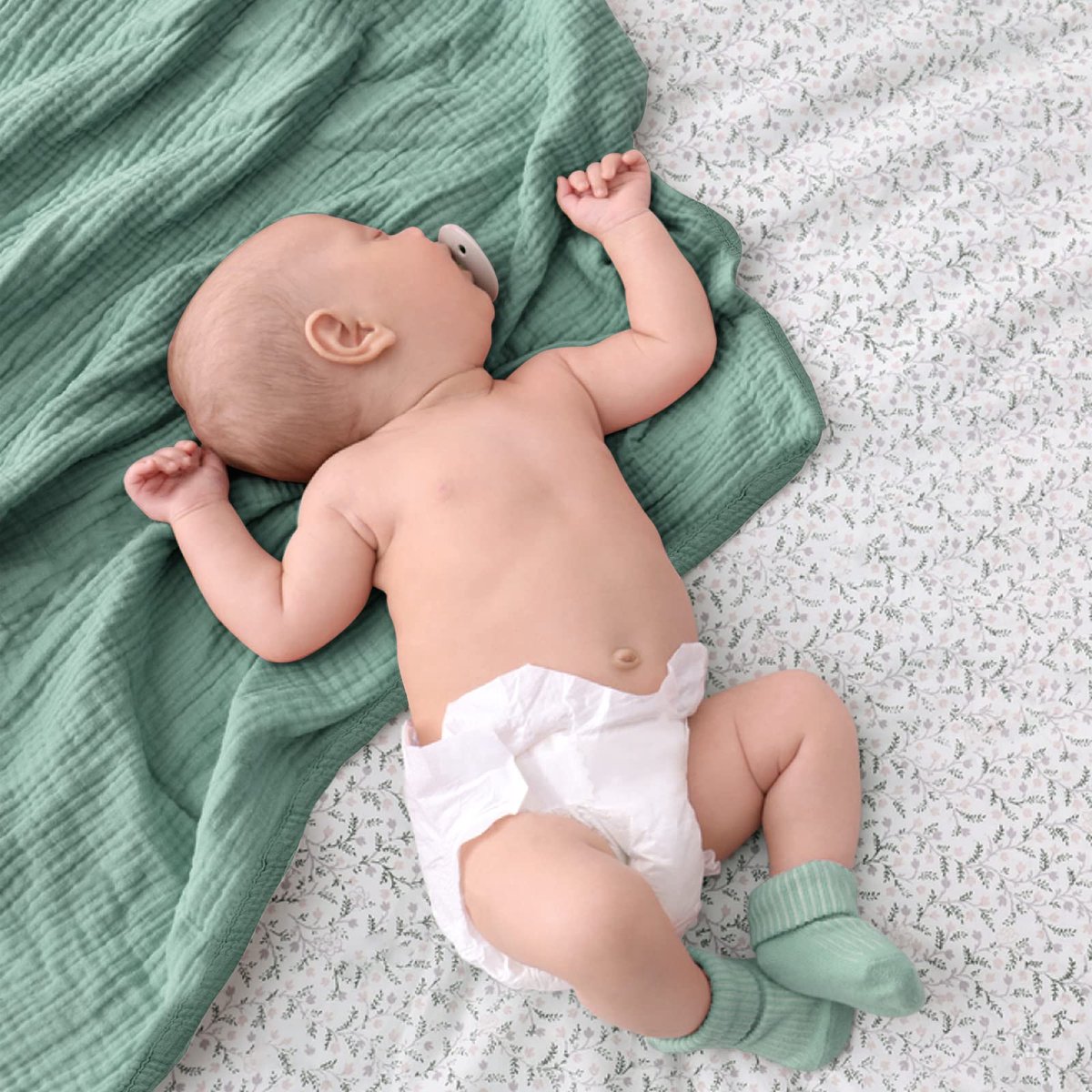 Unyqoos Zachte en ademende kinderdeken van mousseline katoen voor baby’s en peuters groen