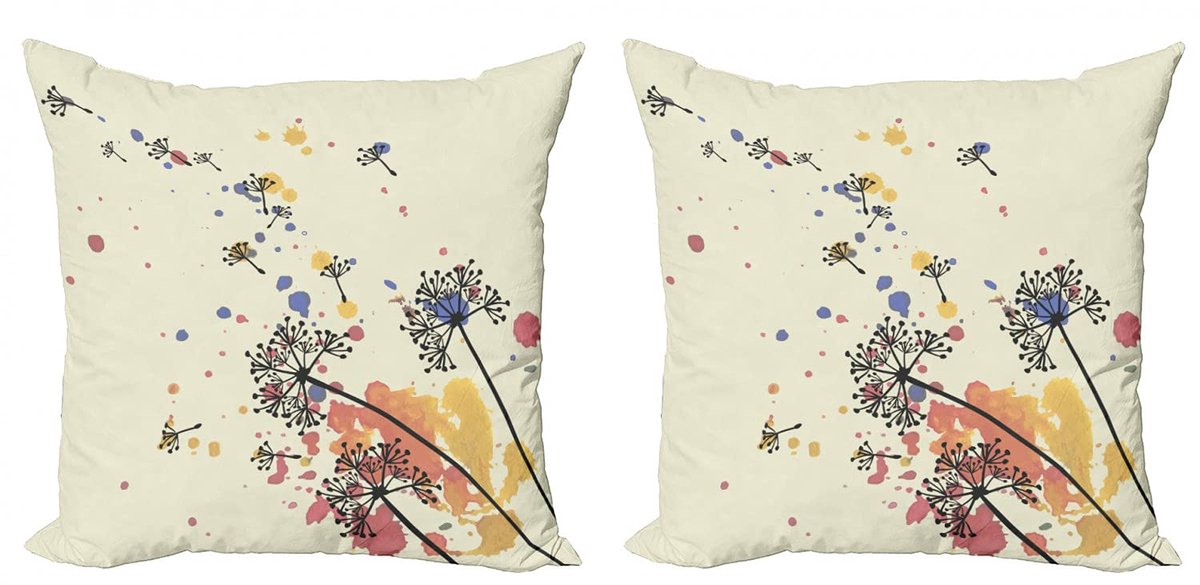 ABAKUHAUS Paardenbloem-kussenhoes – 2x 40x40 cm – dubbelzijdig – Meerkleurig