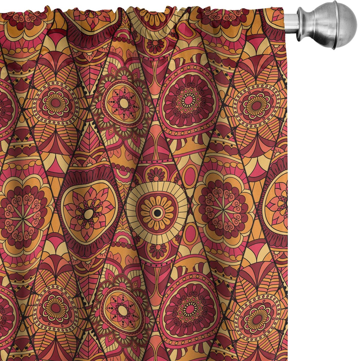 ABAKUHAUS Mandala gordijnen – Geometrische bloemmotieven – 2x75x245 cm – Veelkleurig Mehrfarbig