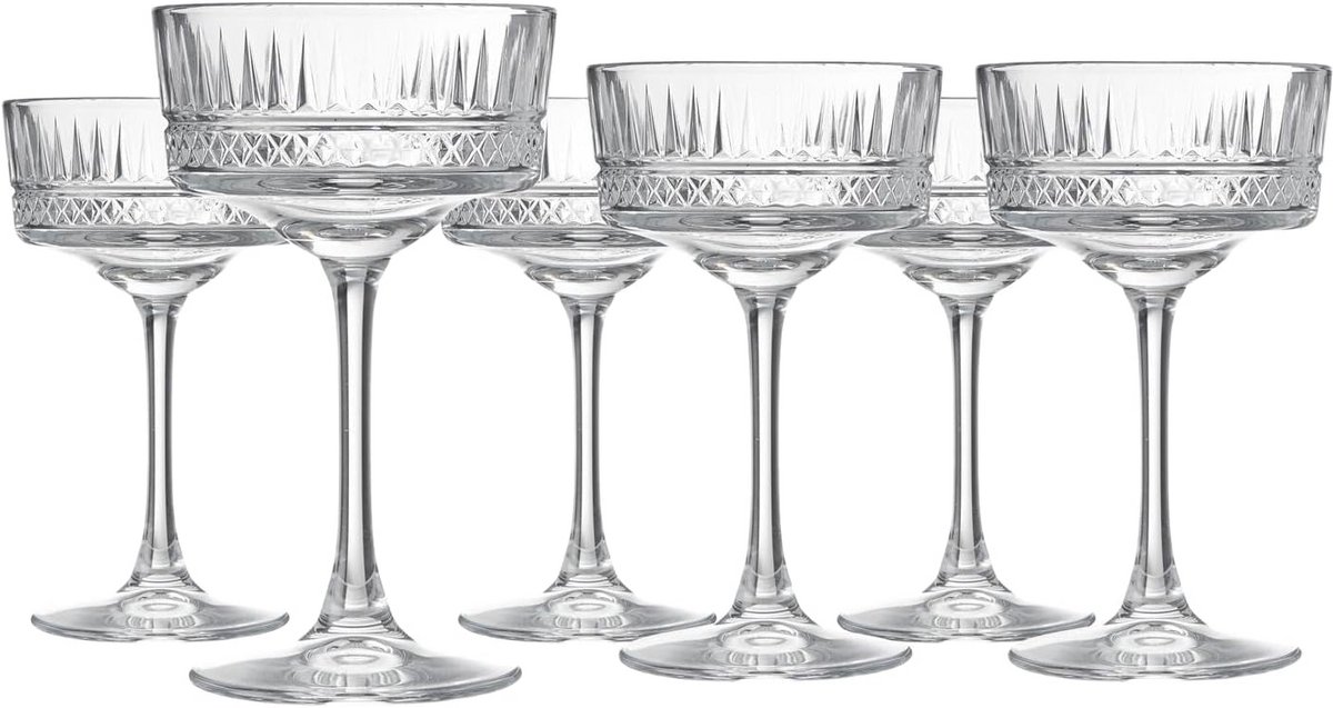 Champagne Cups Set van 6 in Elegant Translucent Glas - 26cl
